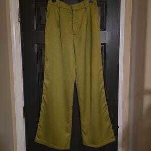 SHEIN Olive Green Wide-Leg Women's Dress Pants